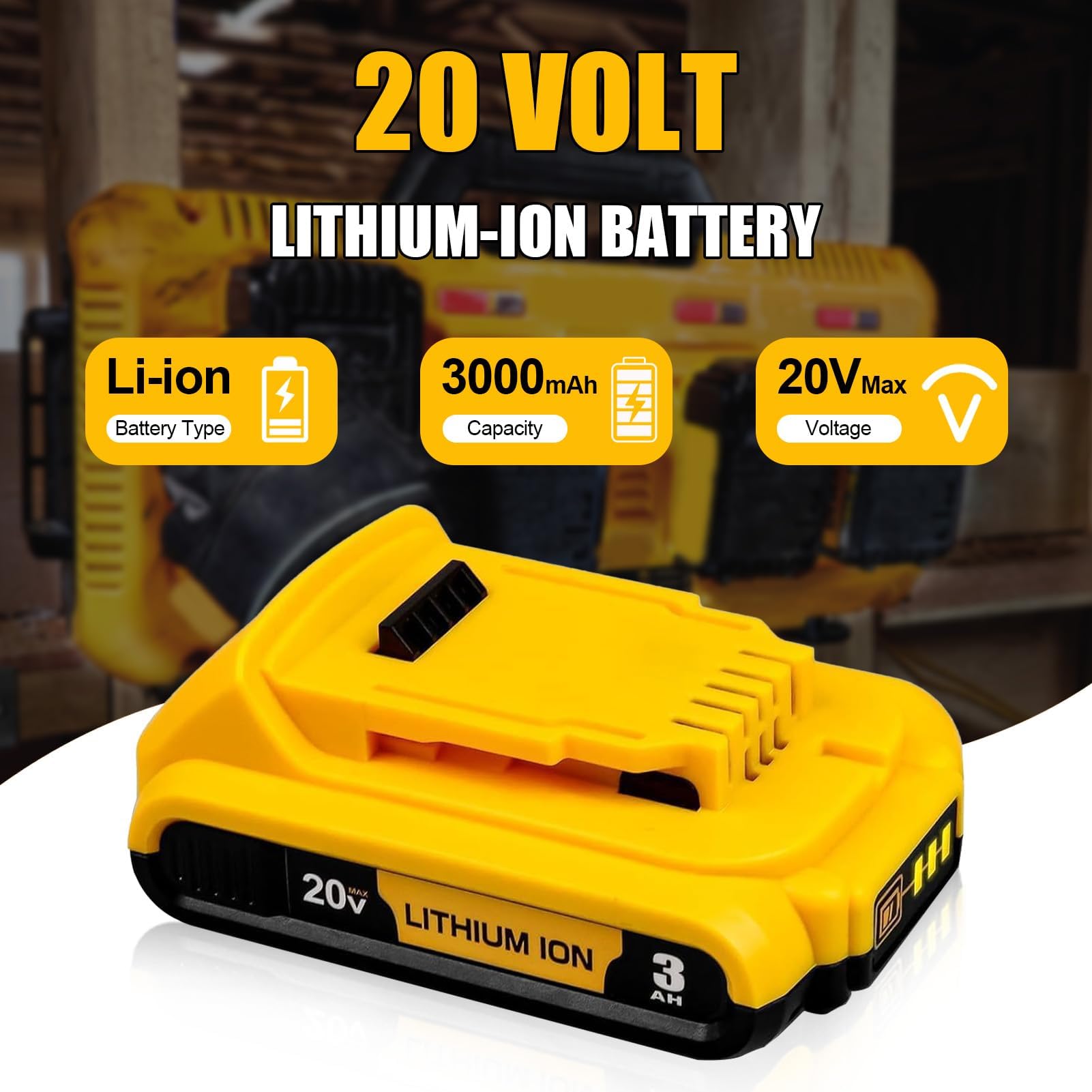 Simple Plus+ DCB203-2 compatibility diagram with DeWalt 20V tools.