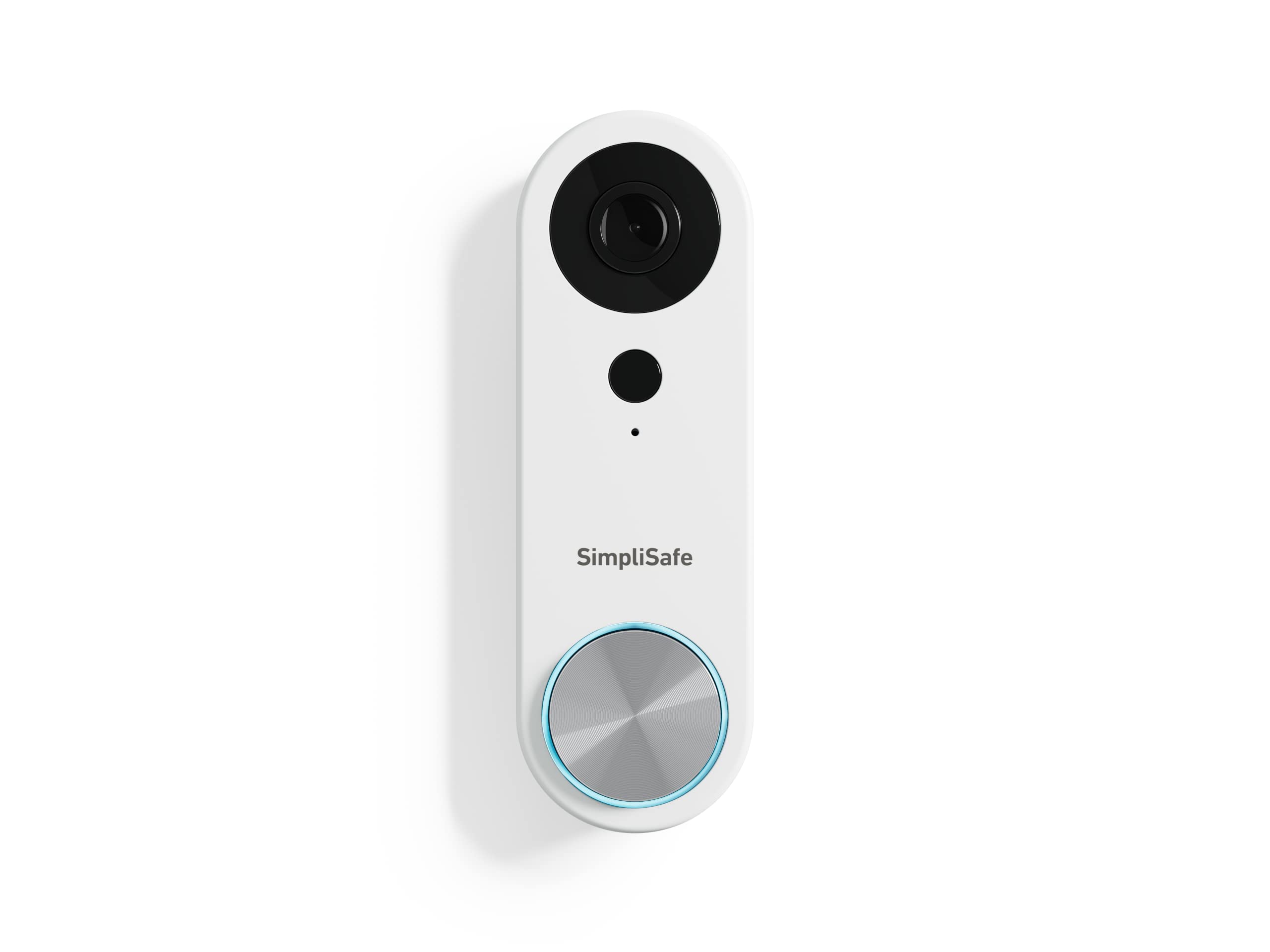 SimpliSafe wired doorbell 1080p front view for clear daytime and nighttime visibility
