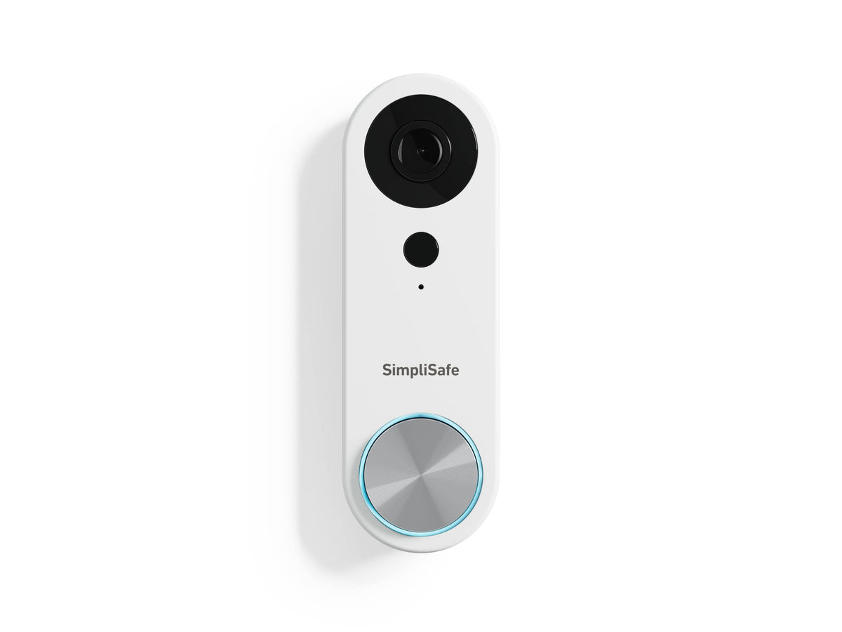 SimpliSafe wired doorbell 1080p front view for clear daytime and nighttime visibility