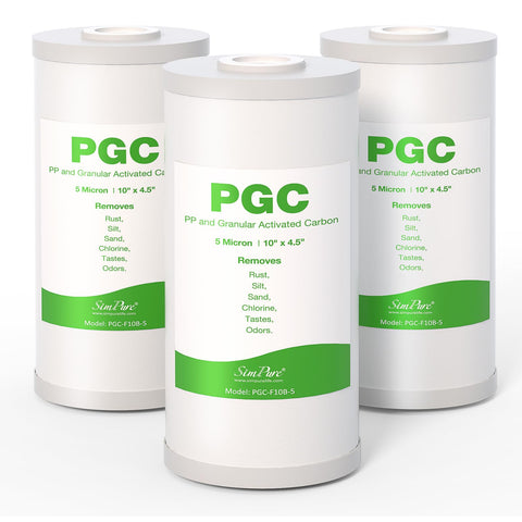 SimPure PGC 5-micron sediment filter close-up reduces particulates for clearer water