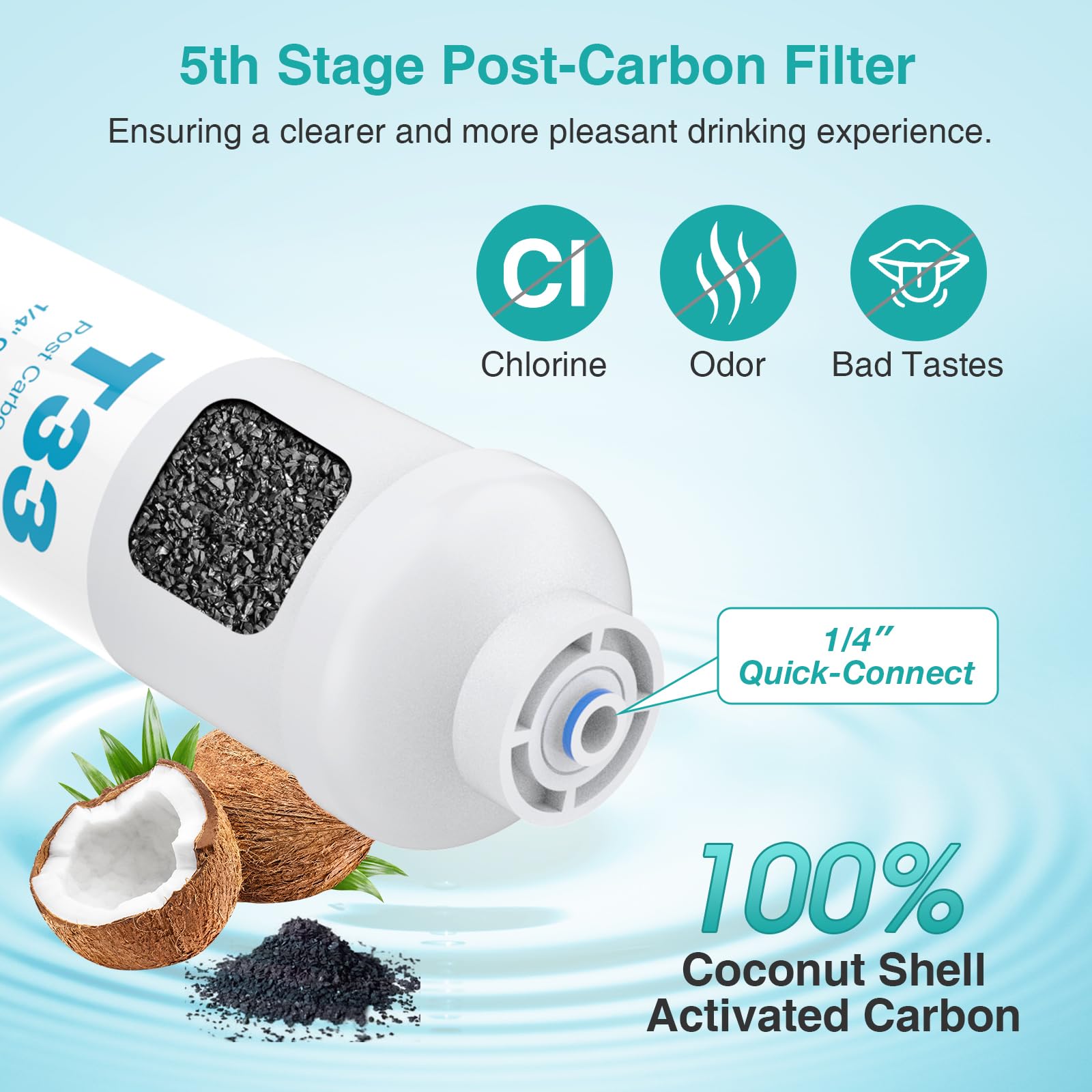 SimPure post carbon filter closeup final water polish
