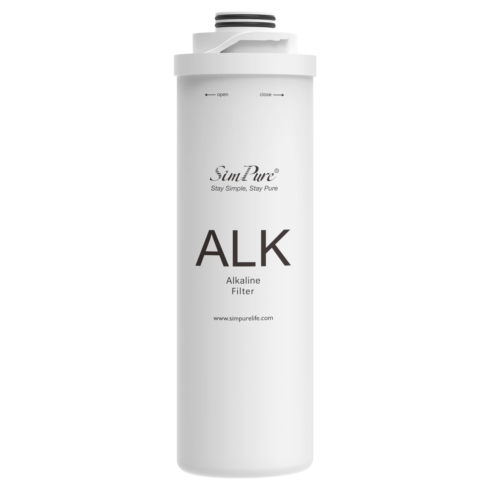 SimPure T1 ALK filter front view highlights a compact under-sink design for easy access