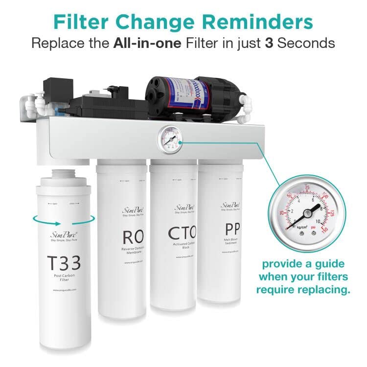SimPure T1 six-month filter life means longer intervals between changes