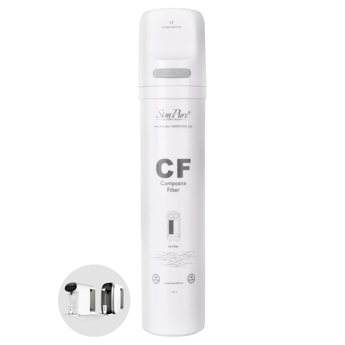 SimPure Y7/Y7P CF filter packaging highlighting easy replacement compatibility.
