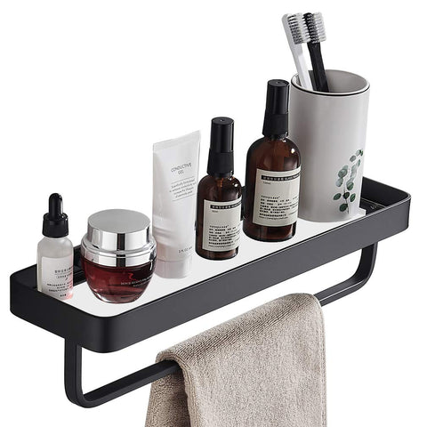 SIMVE bathroom shelf with tempered glass 15.7-inch provides stylish storage and sturdy support.