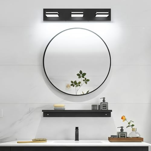 SineRise 24-inch fixture brightens vanity area with stylish matte black silhouette.