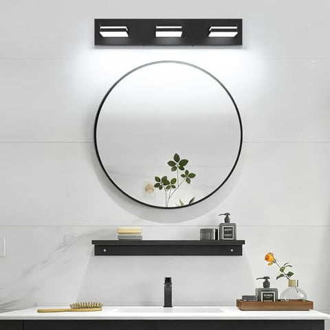 SineRise 24-inch fixture brightens vanity area with stylish matte black silhouette.