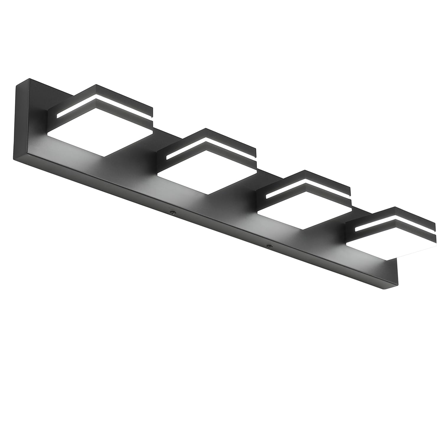 SineRise 4-light vanity fixture in matte black with glare-free acrylic shades
