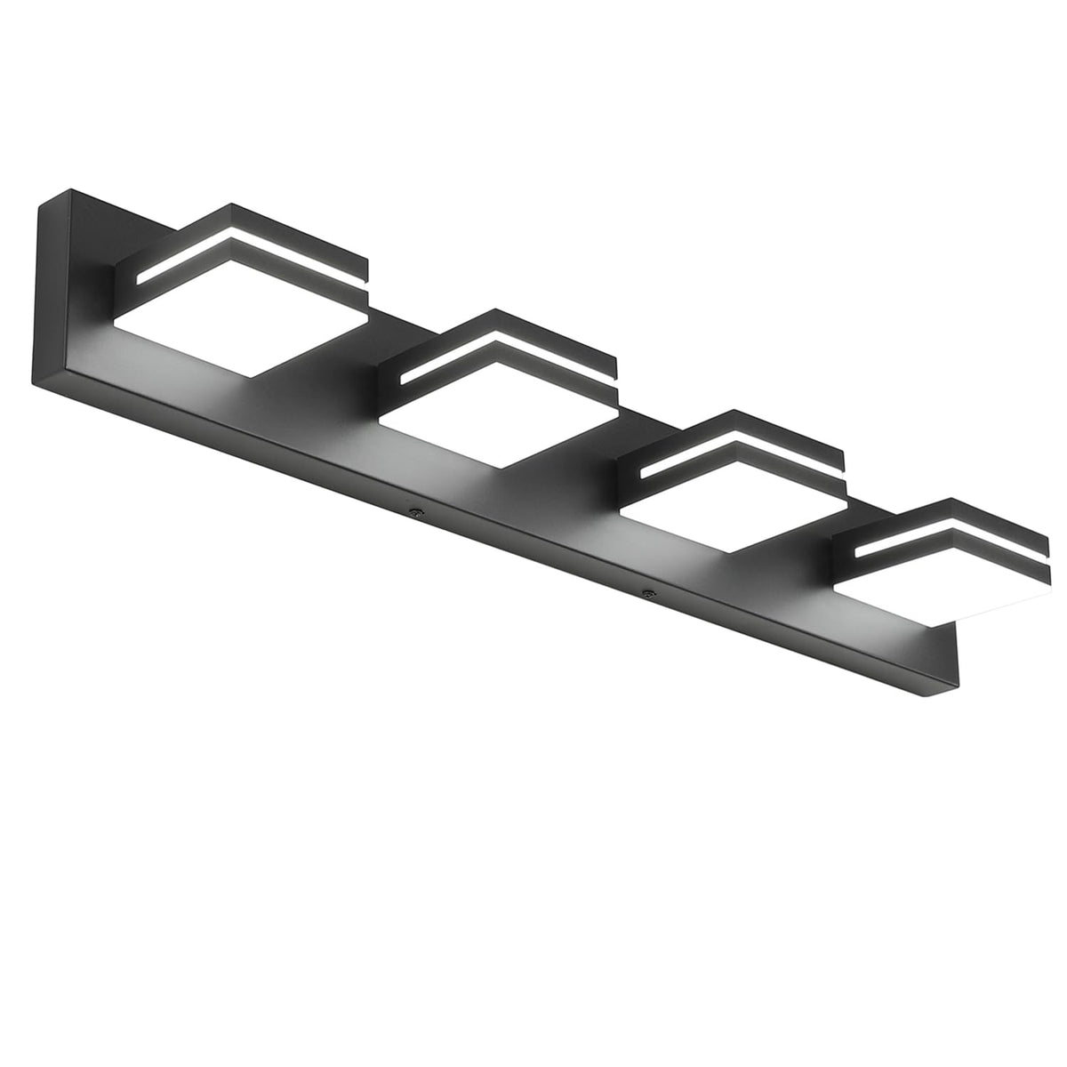 SineRise 4-light vanity fixture in matte black with glare-free acrylic shades