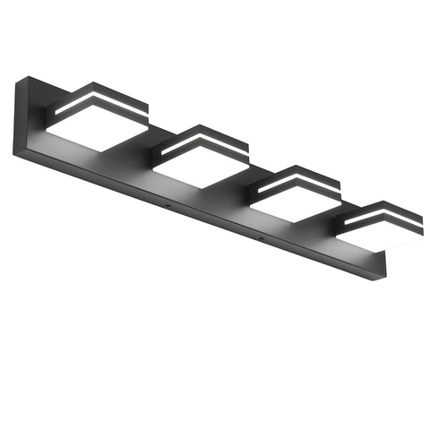 SineRise 4-light vanity fixture in matte black with glare-free acrylic shades
