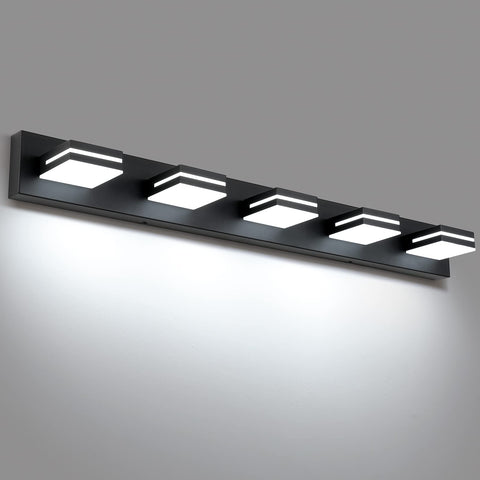 SineRise 5-light vanity fixture with matte black finish for a modern bathroom