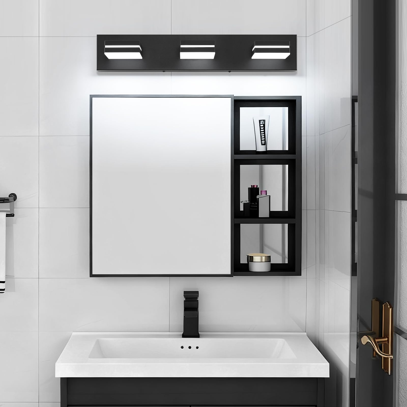 SineRise wall-mount bathroom light shown in installation-ready orientation for DIY setup.