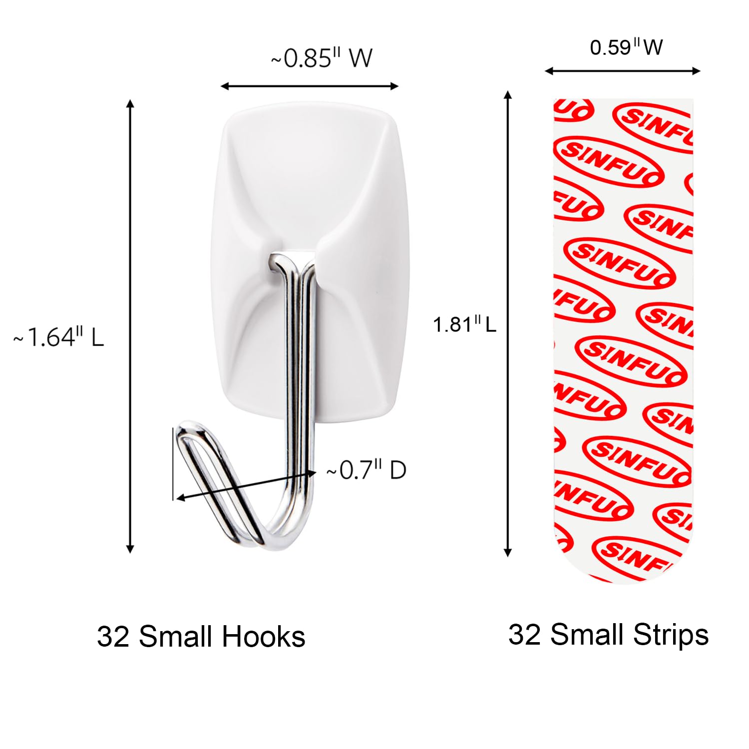 Sinfuo adhesive strips package, easy mounting for damage-free setup