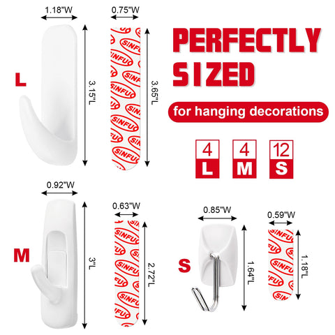 Sinfuo large adhesive wall hook holds up to 5 lbs