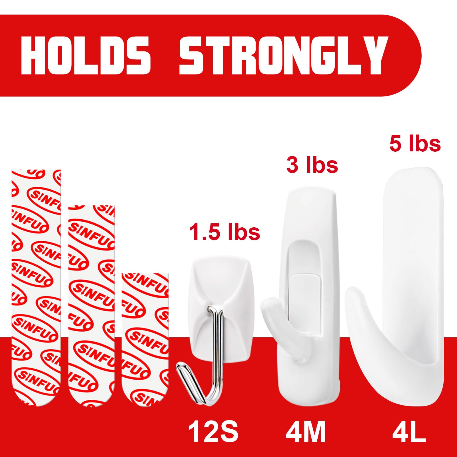 Sinfuo medium adhesive wall hook supports up to 3 lbs