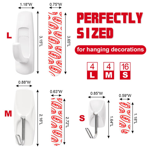 Sinfuo large hooks on wall holding up to 5 lbs