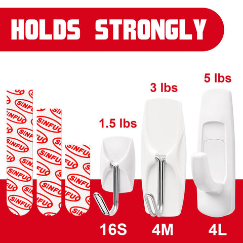 Sinfuo medium hooks supporting items up to 3 lbs