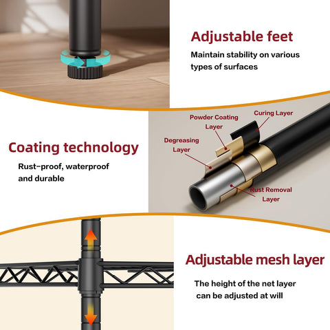 SINGAYE 2 small wire shelves rustproof coating for damp environments.