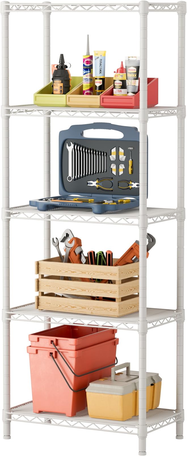 SINGAYE 5-small-wire-shelves for compact kitchen pantry organization.