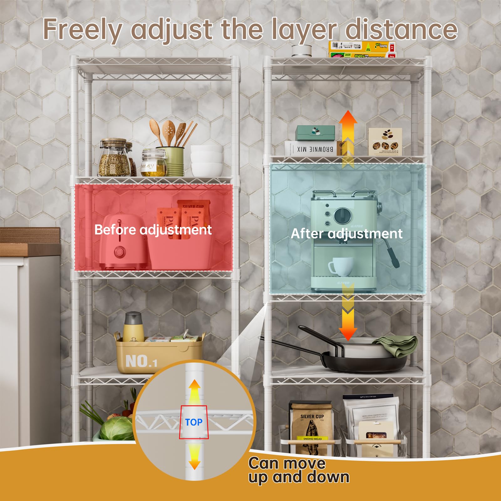 SINGAYE rustproof-metal-shelving keeps bath and laundry tidy.