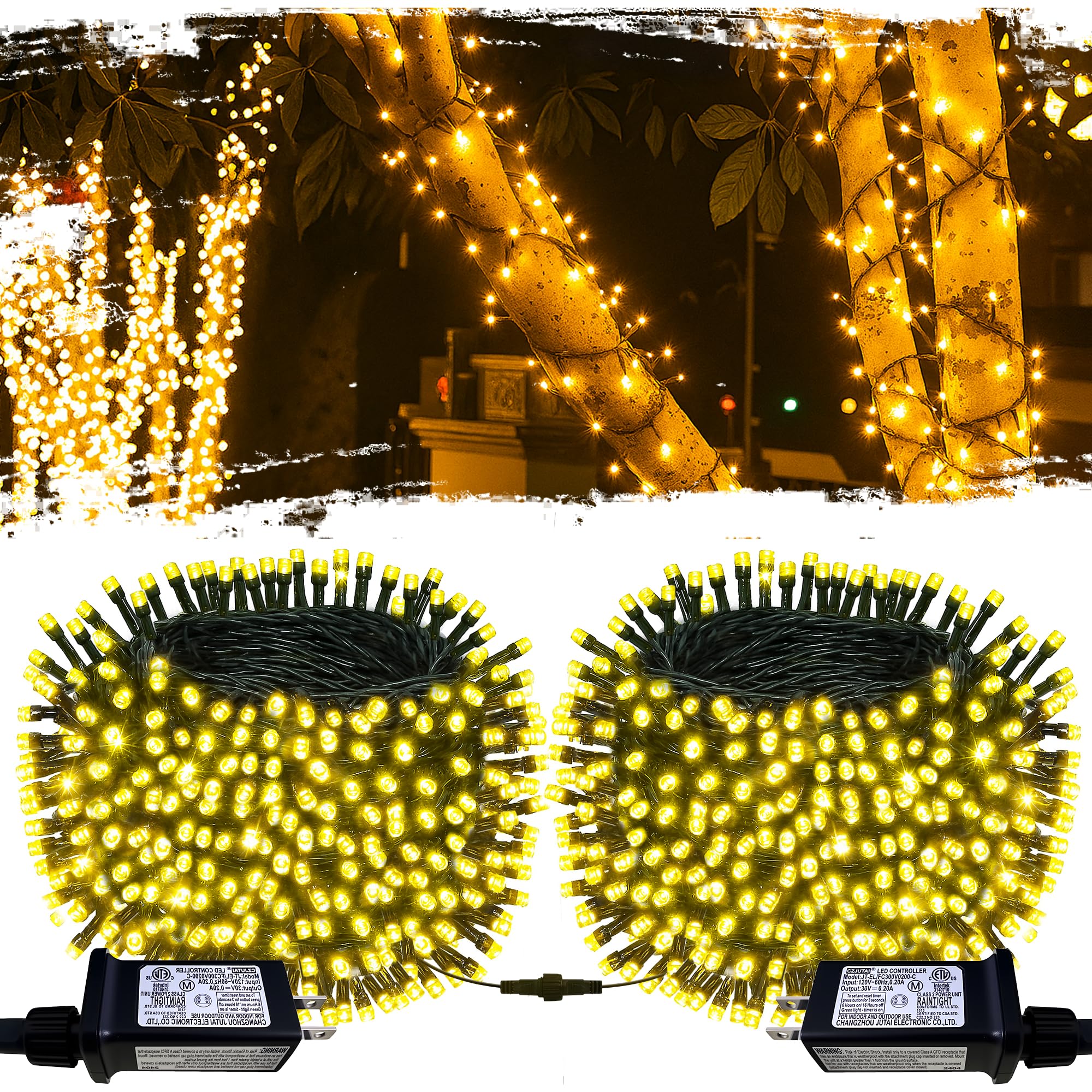 SINGCHUNGTE 210ft 600LED outdoor lights come in a 2-pack for wide festive coverage.
