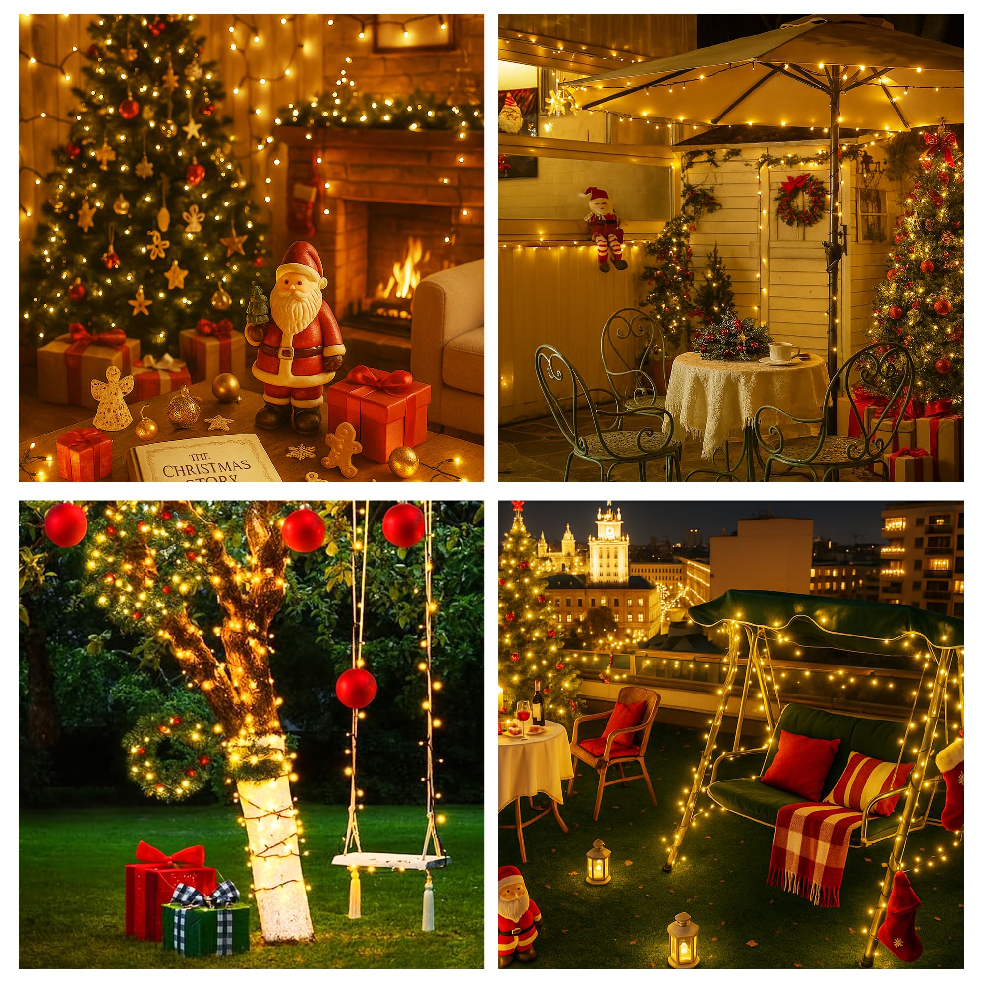 SINGCHUNGTE indoor-outdoor lights add warmth to trees, patios, and porches.