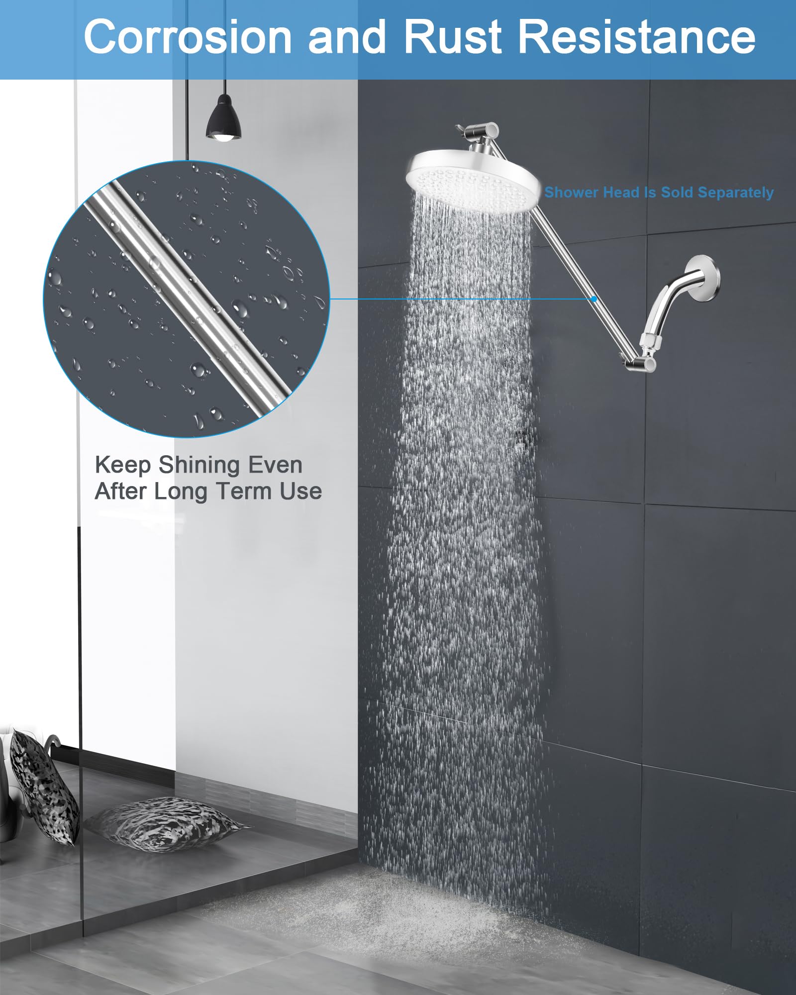 Singing Rain premium bathroom hardware enhances shower configuration.