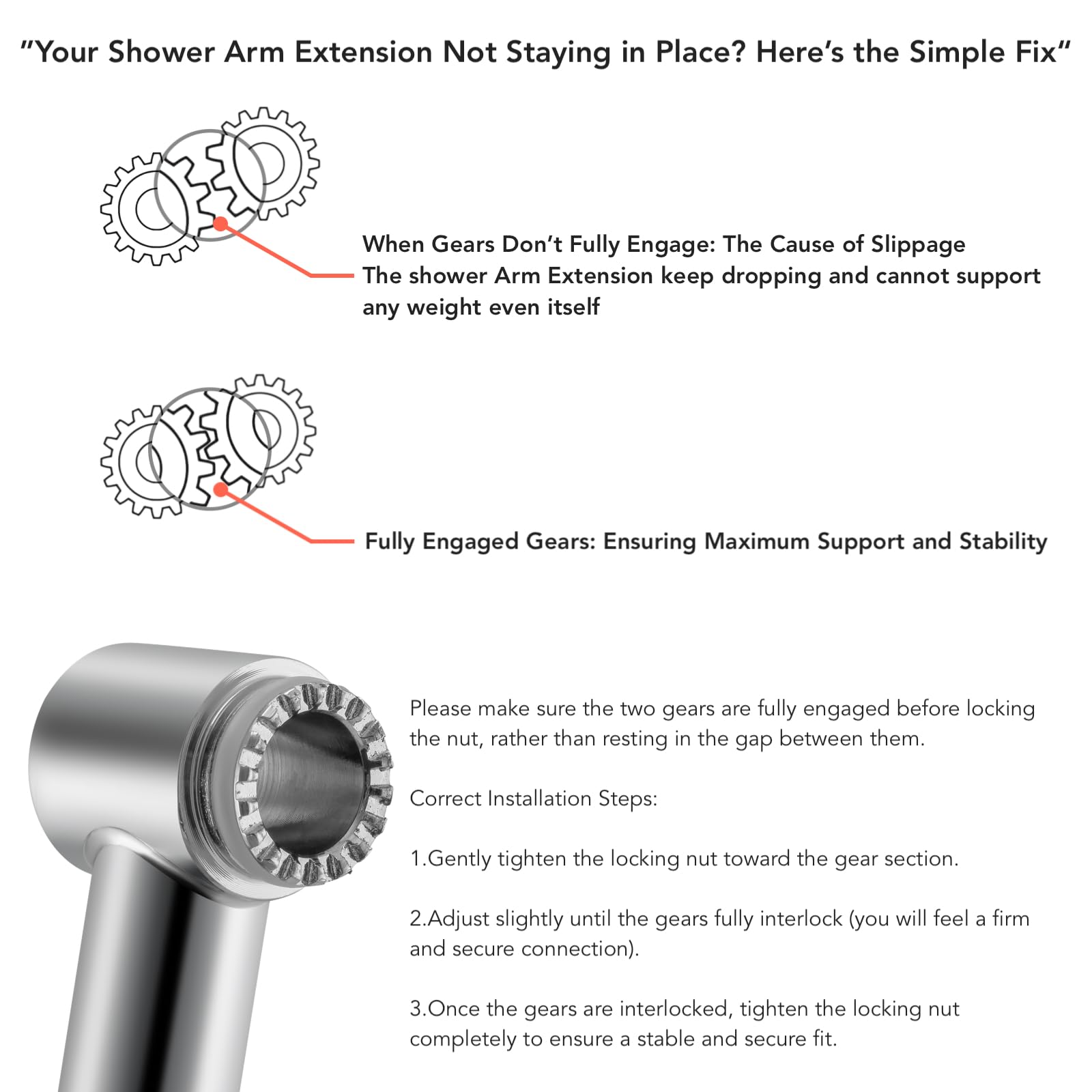 Singing Rain solid brass extension for durable shower upgrade