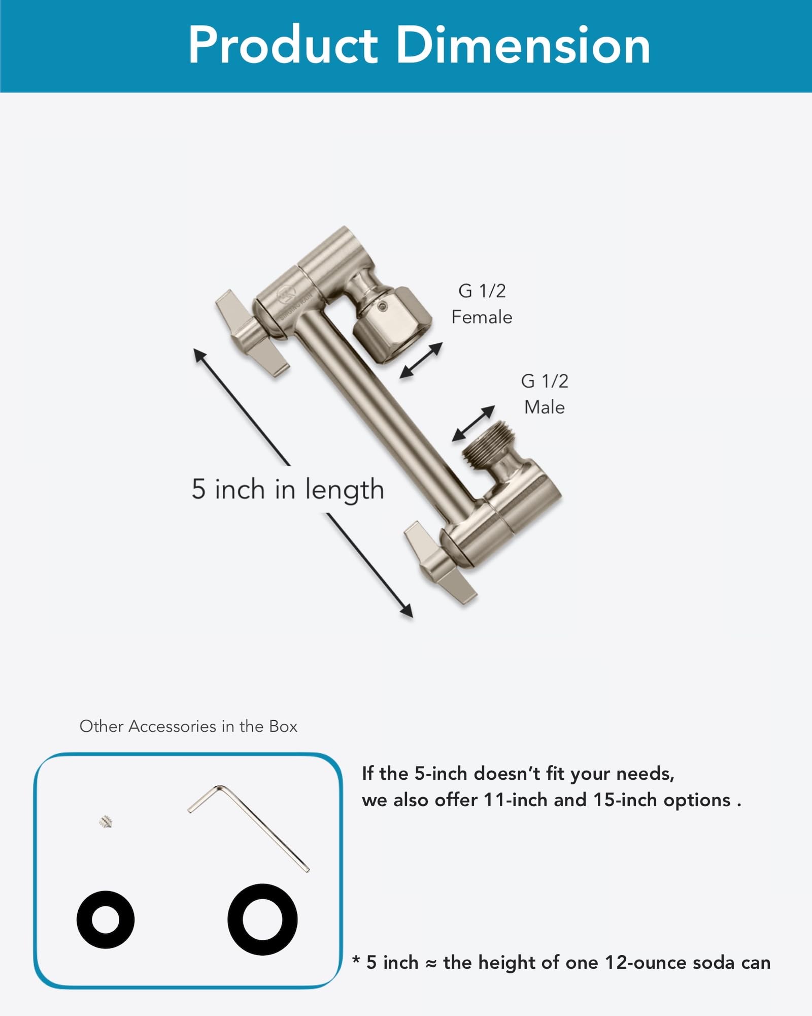 Singing Rain universal G1/2 connector fits most shower heads