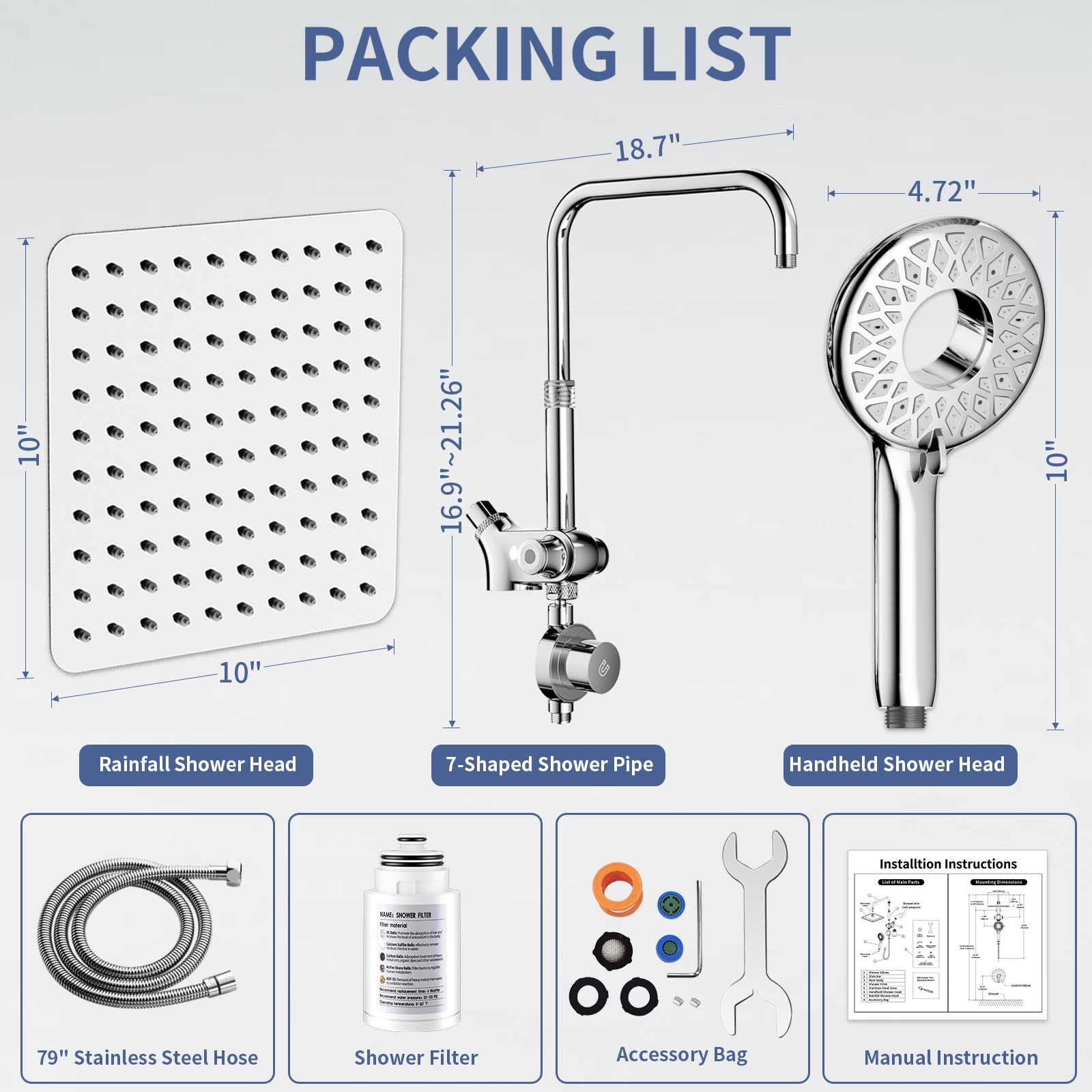 SINGSUO 79-inch stainless steel hose offers extended reach.