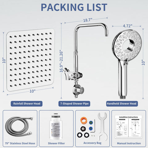 SINGSUO 79-inch stainless steel hose offers extended reach.