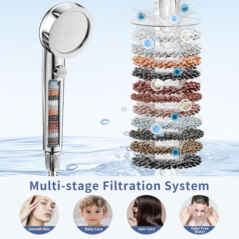 SINGSUO three-mode handheld showerhead with pause button offers customizable shower experiences.