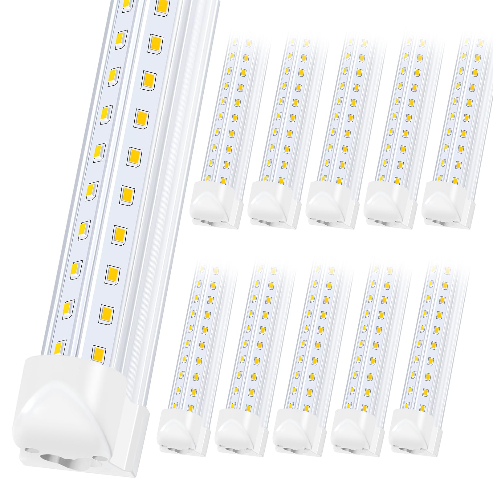 Singteam 10Pack 8Ft LED Shop Light front view showing bright, efficient garage lighting