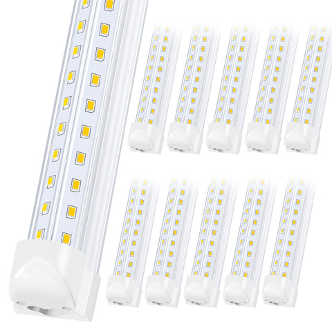 Singteam 10Pack 8Ft LED Shop Light front view showing bright, efficient garage lighting