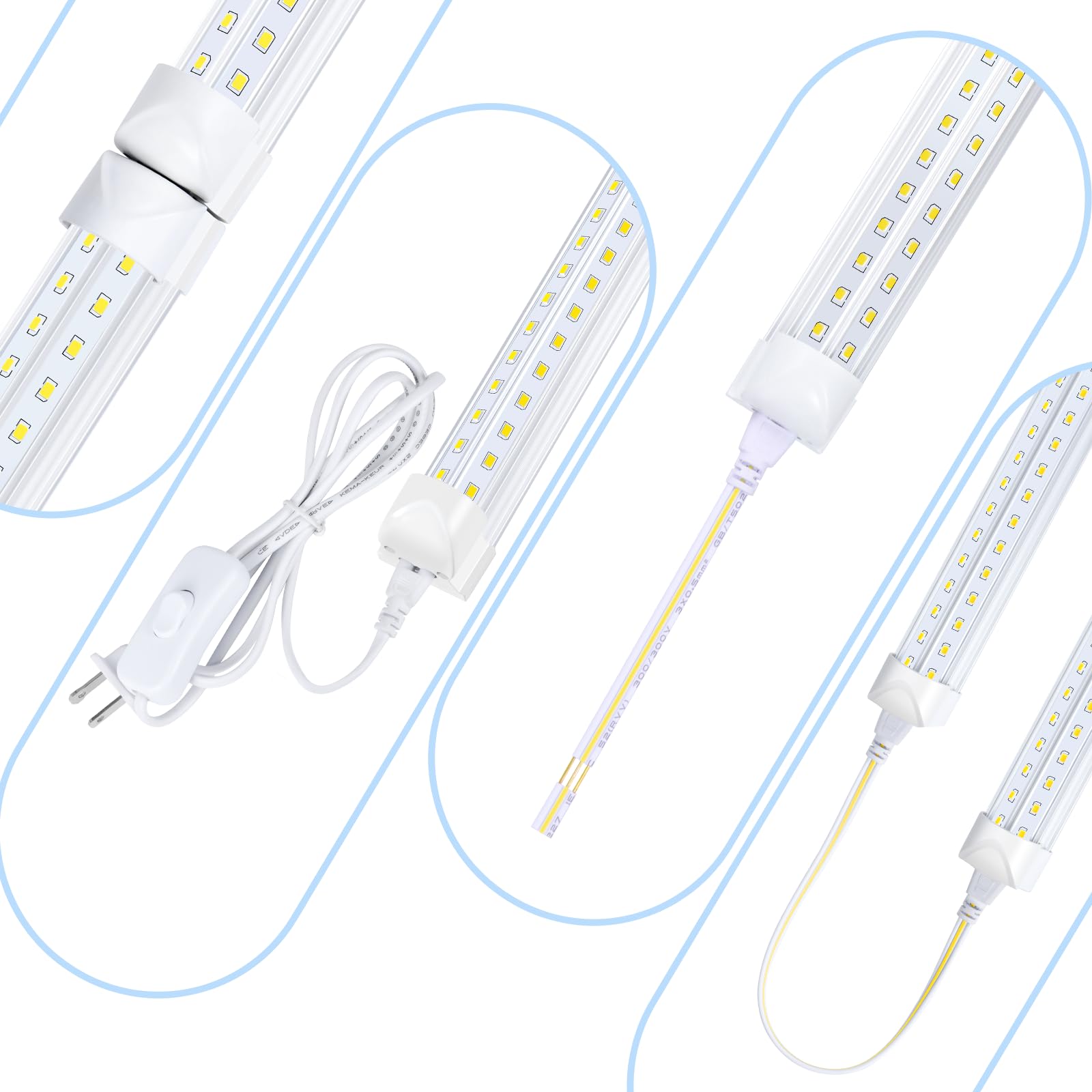 Singteam 10Pack 8Ft LED Shop Light interconnected setup for streamlined installation