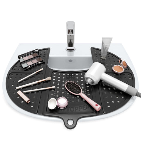 Sink Topper heat-resistant silicone mat protects bathroom surfaces during styling