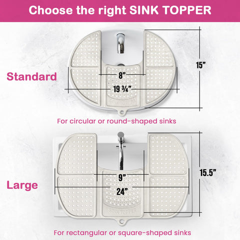 Sink Topper clutter-free counter solution tidies brushes and toiletries.