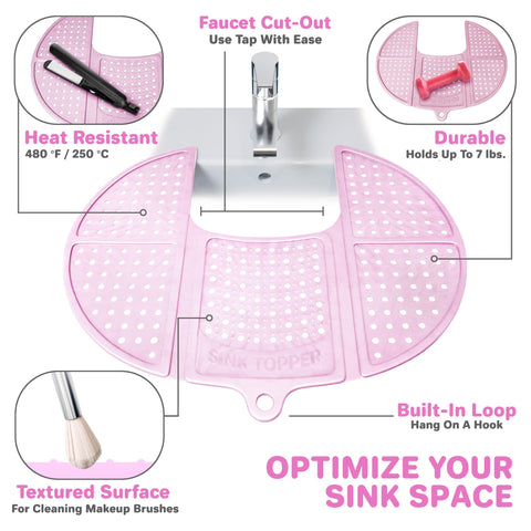 Sink Topper declutters bathroom by holding beauty tools