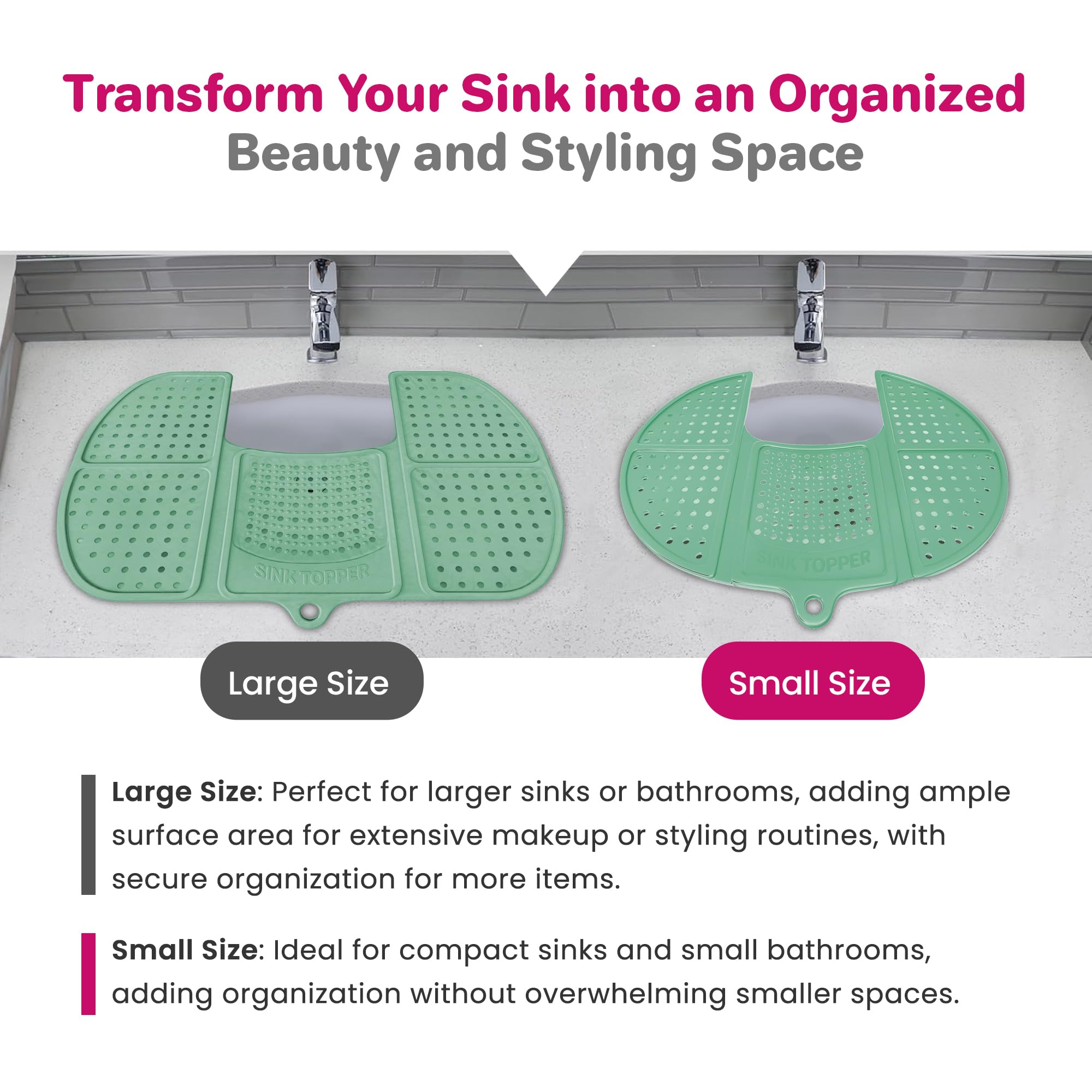 Sink Topper hair tool cleaning mat catches residue during brush cleaning