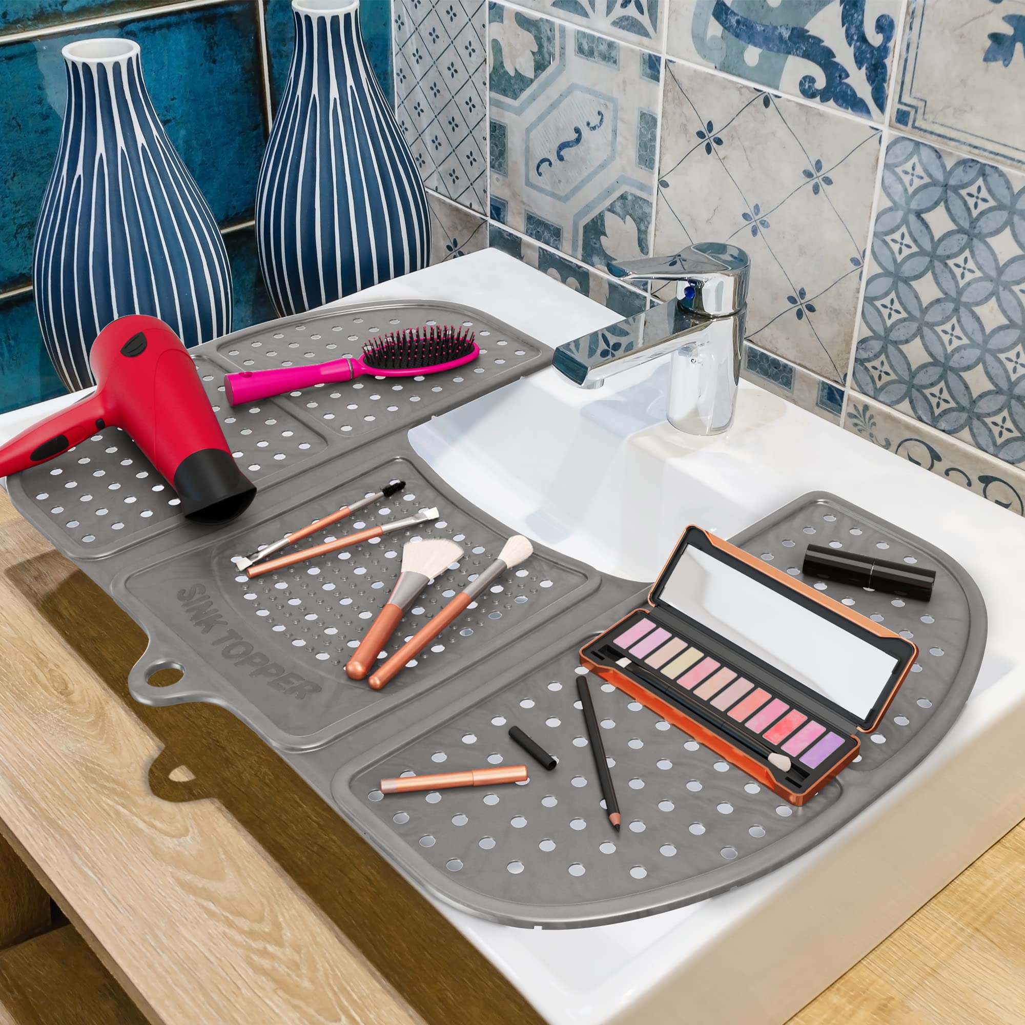 Sink Topper drying area for hair tools after styling.