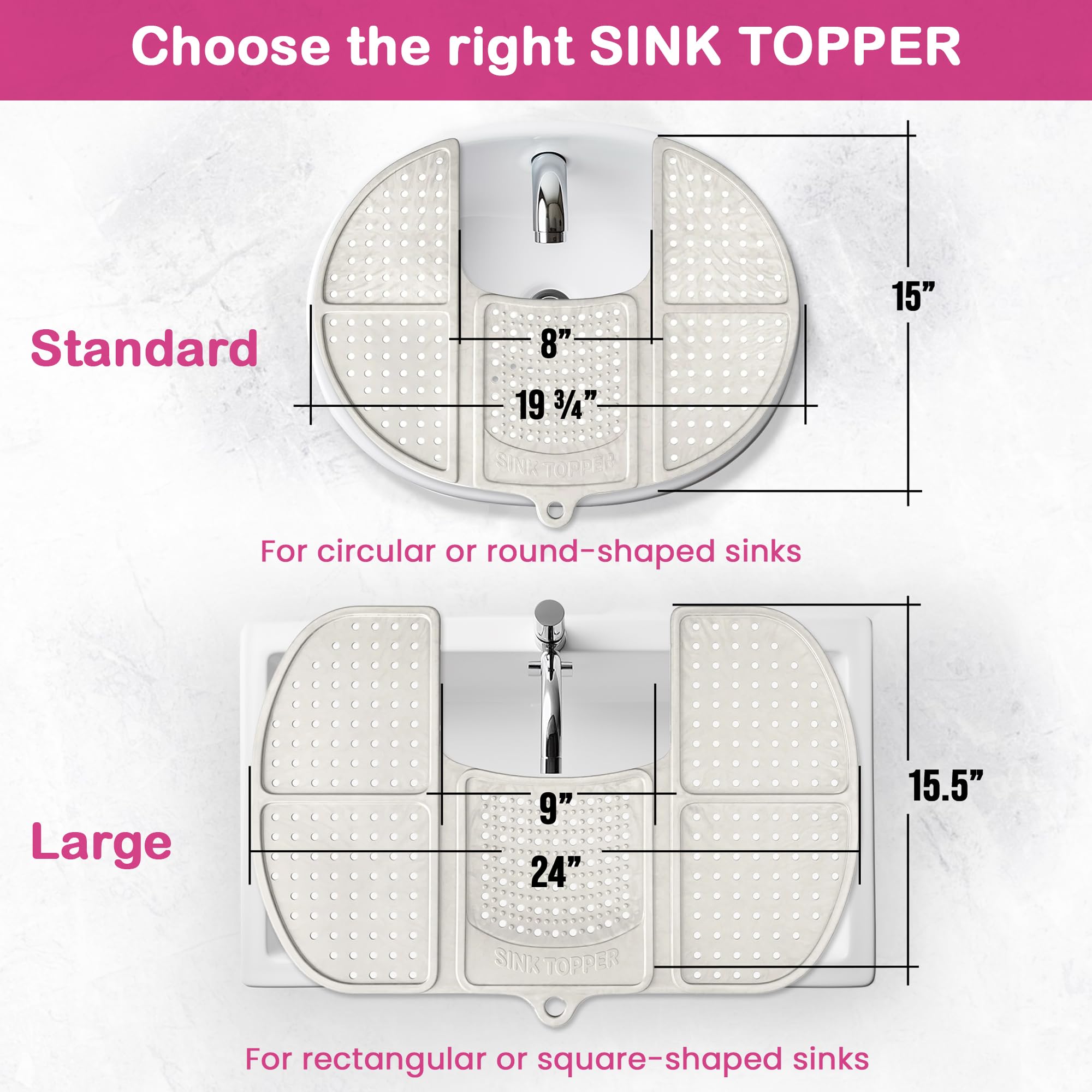 Sink Topper makeup brush drying mat with tools drying area after washing.