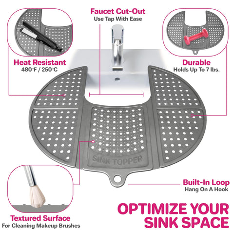 Sink Topper makeup brush storage keeps brushes organized and accessible.