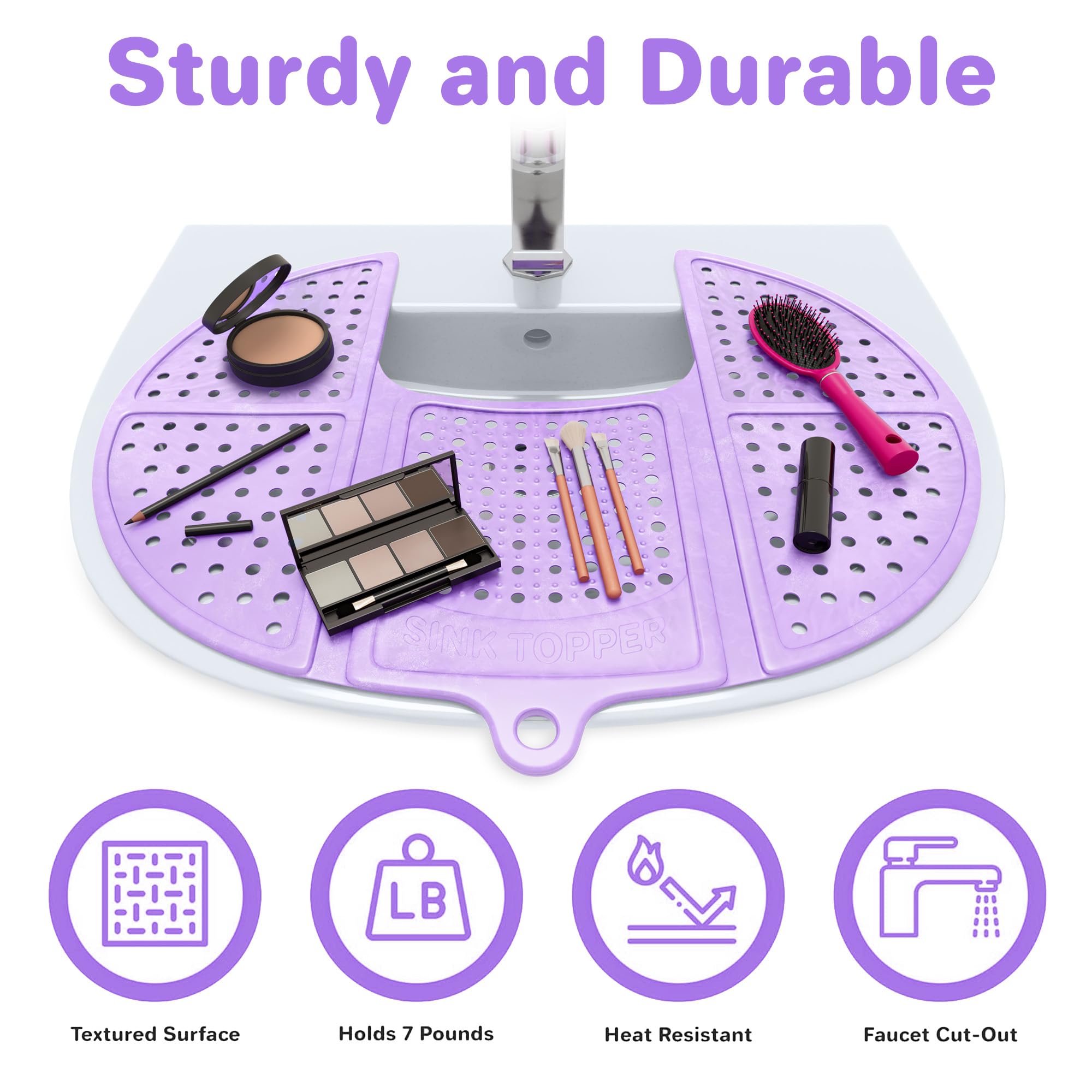 Sink Topper protects countertops and holds bathroom tools