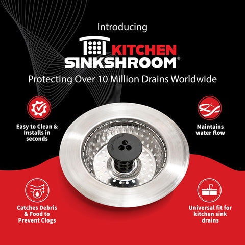SinkShroom two-pack packaging and label highlighting convenient kitchen upgrade.