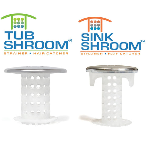 SinkShroom chrome bathroom sink drain catcher catching hair to prevent clogs.