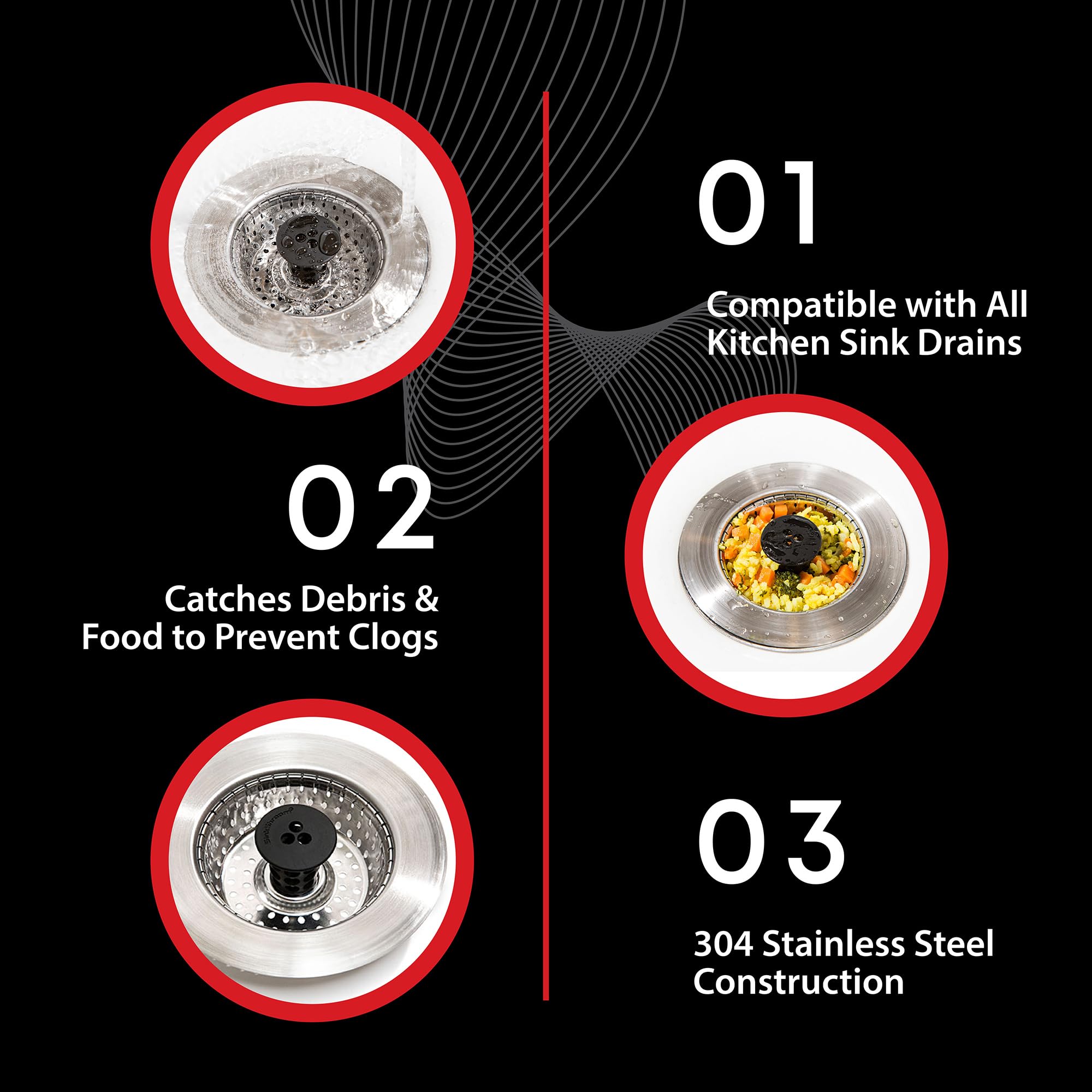 SinkShroom ergonomic hollow center design showcased for improved drainage.