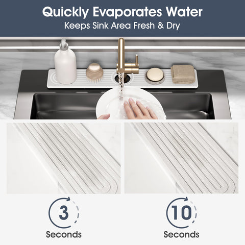 SINKXKOO absorbent diatomite tray dries quickly to keep counters dry