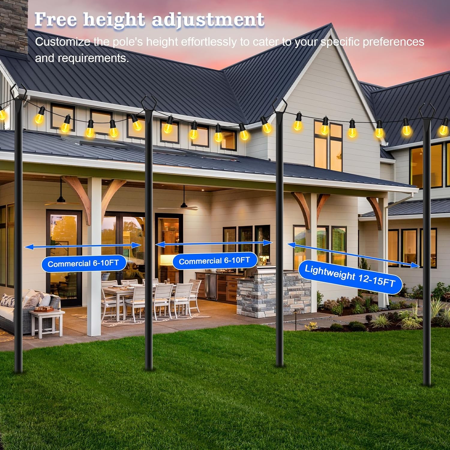 Sinley V-head supports banners, lanterns, and decorations.