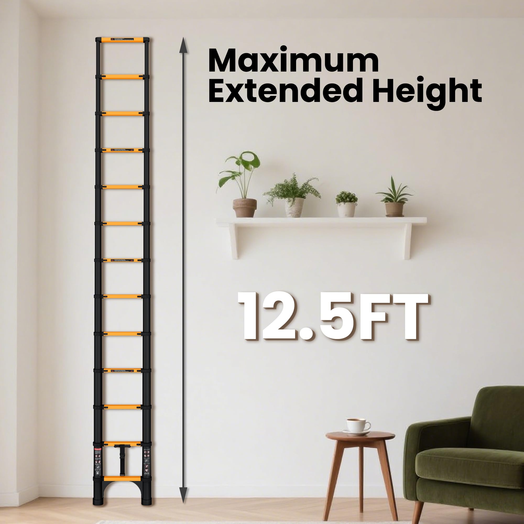 SINMEIRUN ladder folded compactly for convenient car trunk storage.