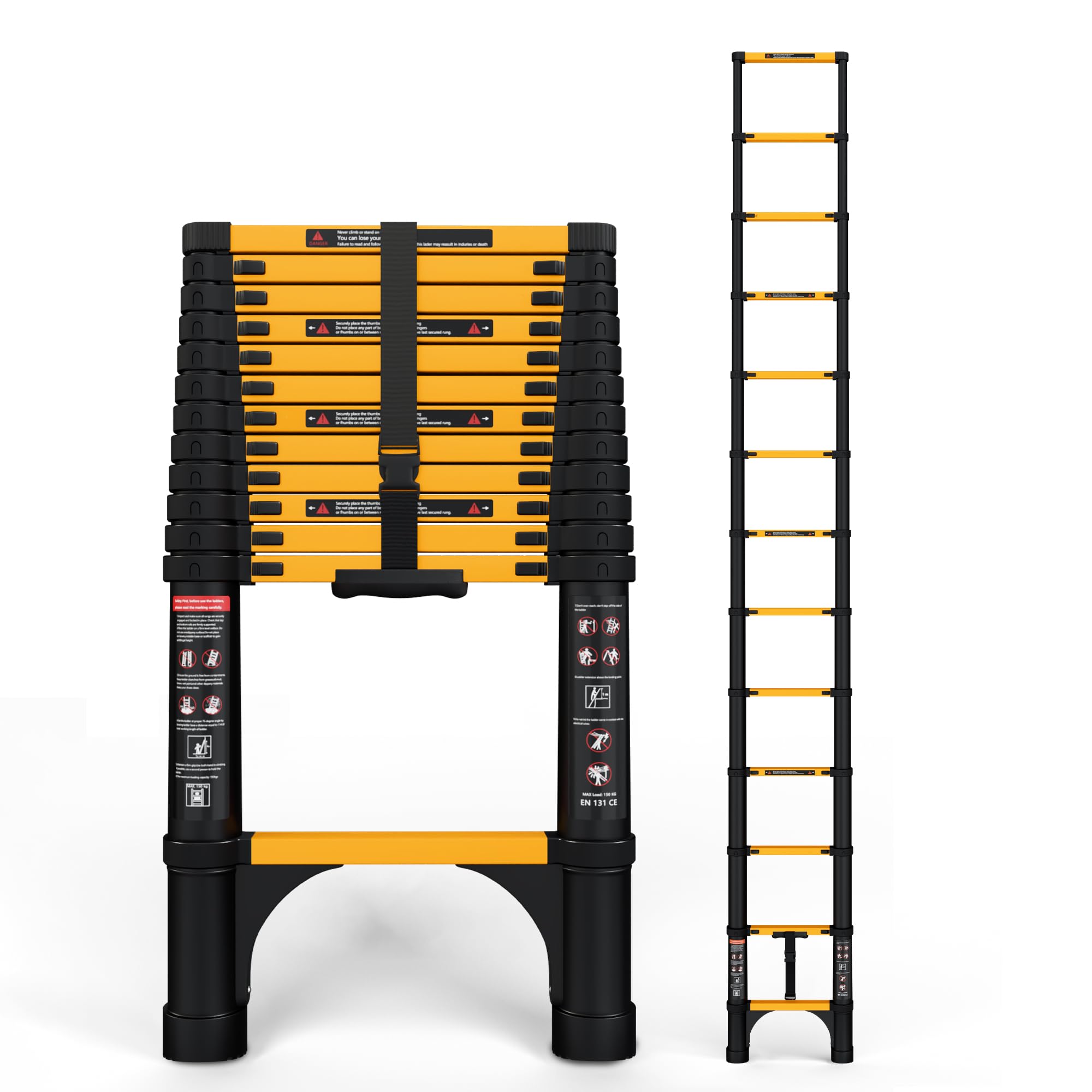 SINMEIRUN 12.5 ft telescoping ladder extended for easy high-access tasks.